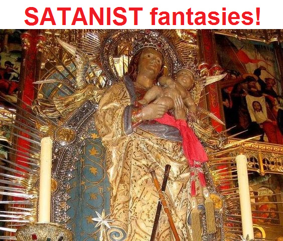 Satanist
              cathedral Almudena in Madrid with a "holy
              virgin" Almudena with much gold, Satanist cult
              against hot sex life of young women