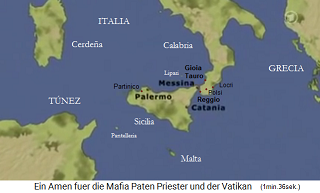 Mapa con el sur de Italia,
                                        Calabria y Sicilia