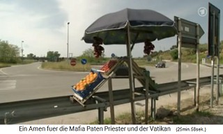 Pobreza en Calabria, puesto de frutas
                      en un cruce