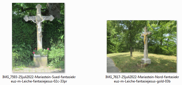 Mariastein:
                Criminal Christian crosses with cadavers on the crosses,
                also in gol