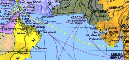 Karte
                            mit der Lage der Stadt Diu im indischen
                            Sultanat Gujerat / Gujarat