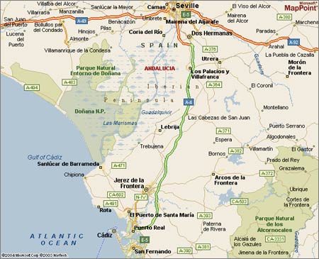 Sanlucar / Sanl�car an der M�ndung
                      des Guadalquivir : Position ; Karte mapa map