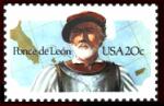 Ponc� / Ponce de Leon / Le�n,
                            spanischer Kolonialist, auf Briefmarke der
                            "USA"