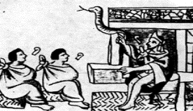 Tenochtitlan: Moctezuma erh�lt Bericht �ber
                        Cortez am anderen Seeufer