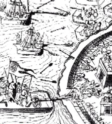 Tenochtitlan: Angriff der Brigantinen,
                        Zerst�rung der Festungsmauern