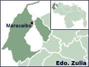 Map of Venezuela with the
                            position of the town of Maracaibo