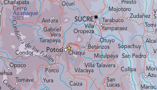 Map with Potosi with profile of
                              height