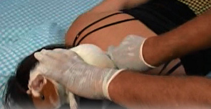 Ein einheimischer
                          Heiler (curandero) in Peru f�hrt eine
                          Meerschweinchendiagnose durch