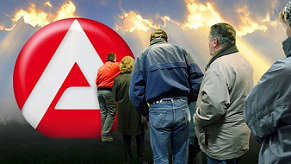 Noch ein neuer
                                G�tze: Die Schlange der
                                Arbeitslosigkeit