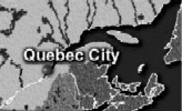 Karte mit "Quebec" an der M�ndung des
                    Flusses, der heute auf allen Karten "St.
                    Lorenz-Strom" heisst