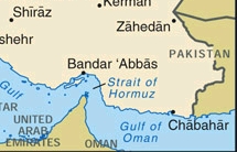 Bandar Abbas /
              'Abbas ; Karte / mapa / map / carte / terkep , t�rk�p /
              kart ; Strasse von Hormuz / Strait of Hormuz , Chabahar /
              Chabachar ; Persien, Iran