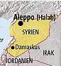 Karte mit der
                Position von Aleppo / Halab / Haleb im heutigen Syrien