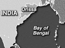 Karte mit der Position des indischen Staates
                    Orissa