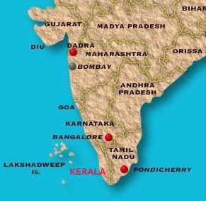 Karte mit der
                  Position von Pondich�ry / Pondicherry im heutigen
                  indischen Staat Tamil Nadu, Indien