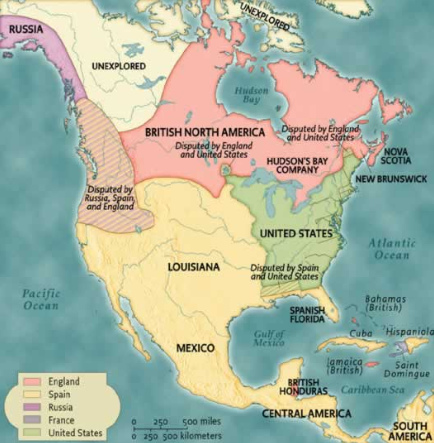 Karte von
Nord-"Amerika" nach dem
"Frieden von Versailles" von
1783 Karte von
Nord-"Amerika" nach dem
"Frieden von Versailles" von
1783