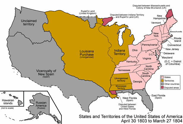 Karte mit dem
Verkauf des grossen Territoriums
"Louisiana" an die rassistischen
"USA" 1803 Karte mit dem
Verkauf des grossen Territoriums
"Louisiana" an die rassistischen
"USA" 1803
