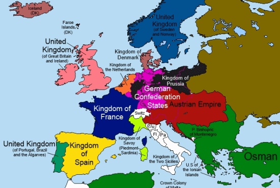 Karte mit Europa 1815 Karte mit Europa
1815