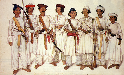 Gurkha-Soldaten
aus Nepal, 1815 ca. Gurkha-Soldaten
aus Nepal, 1815 ca.