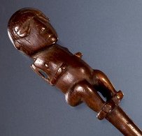 Wooden figurine of an
                    extraterrestrial from Tahiti from an expedition of
                    James Cook