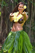 Hula dancer with coconut
                                      bikini (coconut bra)