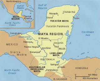 Karte von Yucatan mit der
              Prim�rnation der Maya