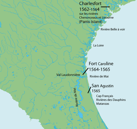 Karte mit Franz�sisch-Florida 1564-1568