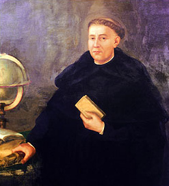 Martin de Rada, ein
              "christlicher" Bibelterrorist, Portrait mit
              Globus