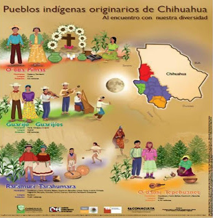 Karte der Provinz Chihuahua
                  mit den Gebieten der Ureinwohner / Prim�rnationen