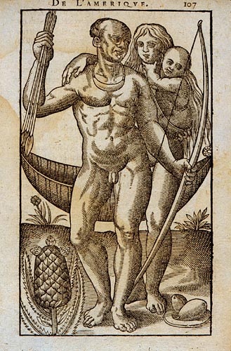 Jean de
                    L�ry 1578: Darstellung von Indianern im europ�ischen
                    Stil