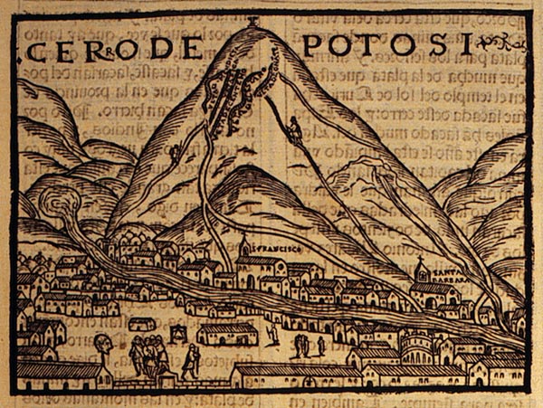 Pedro
              de Cieza de Le�n: Chronik Parte primera de la chronica del
              Peru �ber Indianer Indios in Potosi 1553, Cero de Potosi,
              Silberberg