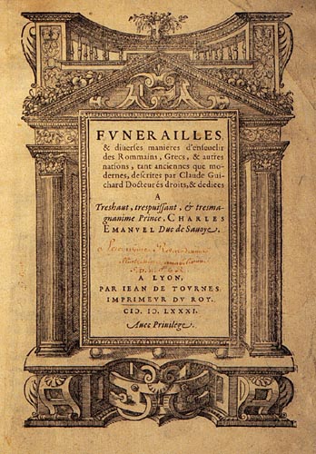 Claude
                    Guichard 1581: Bericht �ber Beerdigungsriten der
                    Indianer, Titelblatt