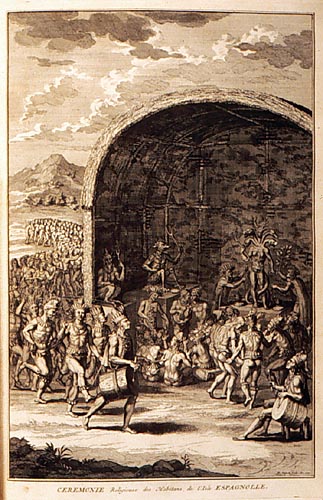 Bernard Picard 1723: Bericht �ber Zeremonien
                    und Br�uche der Indianer: Trommeltanz