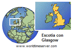 Mapa de Gran Breta�a con Escotia con Glasgow