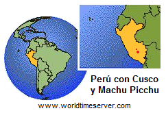 Mapa del Per� con Cusco y Machu Picchu